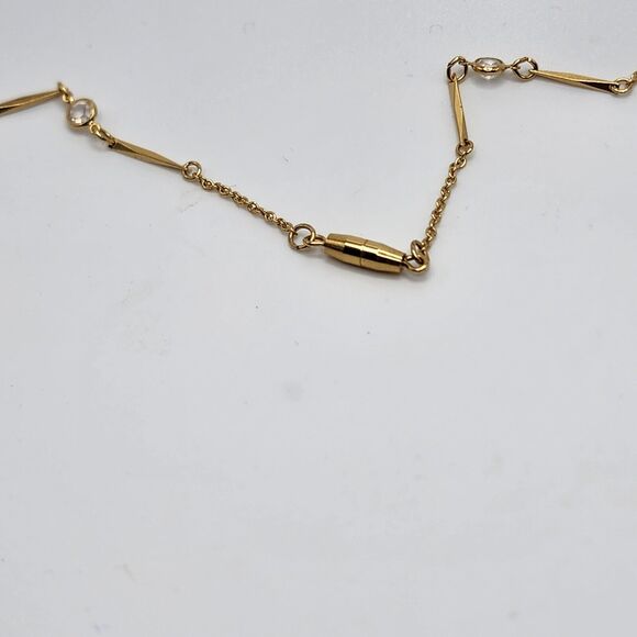 Vintage Lovely Avon Simulated Diamond Bezel Set Accent Necklace 23" Gold Tone - Picture 3 of 8